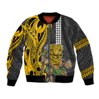 Hawaii Island Bomber Jacket Hawaiian Warrior and Kakau Symbols Abstract Tattoo LT03 Unisex Yellow - Polynesian Pride
