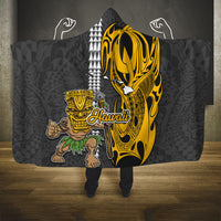 Hawaii Island Hooded Blanket Hawaiian Warrior and Kakau Symbols Abstract Tattoo LT03 One Size Yellow - Polynesian Pride