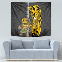 Hawaii Island Tapestry Hawaiian Warrior and Kakau Symbols Abstract Tattoo LT03 - Polynesian Pride