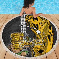 Custom Hawaii Island Beach Blanket Hawaiian Warrior and Kakau Symbols Abstract Tattoo LT03 - Wonder Print Shop
