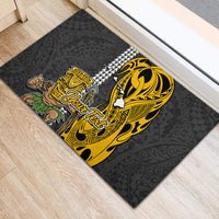 Custom Hawaii Island Rubber Doormat Hawaiian Warrior and Kakau Symbols Abstract Tattoo LT03 - Polynesian Pride
