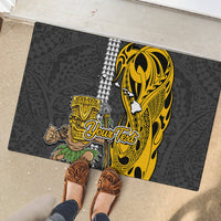 Custom Hawaii Island Rubber Doormat Hawaiian Warrior and Kakau Symbols Abstract Tattoo LT03 - Polynesian Pride