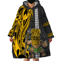 Custom Hawaii Island Wearable Blanket Hoodie Hawaiian Warrior and Kakau Symbols Abstract Tattoo LT03 - Polynesian Pride