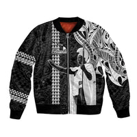 Hawaii Island Bomber Jacket Hawaiian King and Kakau Symbols Abstract Shoulder Tattoo LT03 Unisex Black - Polynesian Pride