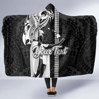 Custom Hawaii Island Hooded Blanket Hawaiian King and Kakau Symbols Abstract Shoulder Tattoo LT03 - Polynesian Pride