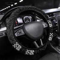Custom Hawaii Island Steering Wheel Cover Hawaiian King and Kakau Symbols Abstract Shoulder Tattoo