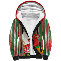 Kiribati Christmas Sherpa Hoodie Santa With Gift Bag Behind Ribbons Seamless Red Maori LT03 Unisex Red - Polynesian Pride