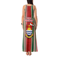 Kiribati Christmas Tank Maxi Dress Santa With Gift Bag Behind Ribbons Seamless Red Maori LT03 - Polynesian Pride