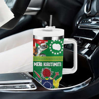Cook Islands Meri Kiritimiti Tumbler With Handle Christmas Turtle - Cooks Islands Emblems and Polynesian Art Pattern