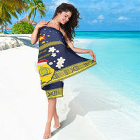 Niue Monuina e Kilisimasi Sarong Christmas Uga - Niue Map and Emblem with Hiapo Art Pattern