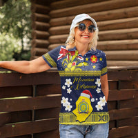 Niue Monuina e Kilisimasi Women Polo Shirt Christmas Uga - Niue Map and Emblem with Hiapo Art Pattern