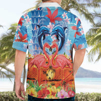 Hawaiian Love-Couple Dolphins and Flamingos Hawaiian Shirt - Polynesian Pride