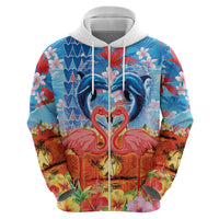Hawaiian Love-Couple Dolphins and Flamingos Hoodie - Polynesian Pride