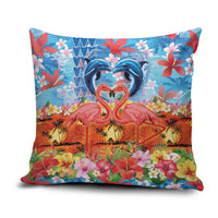 Hawaiian Love-Couple Dolphins and Flamingos Pillow Cover LT03 Multicolor - Polynesian Pride