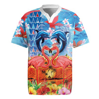 Hawaiian Love-Couple Dolphins and Flamingos Rugby Jersey LT03 Multicolor - Polynesian Pride