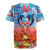 Hawaiian Love-Couple Dolphins and Flamingos Rugby Jersey LT03 - Polynesian Pride
