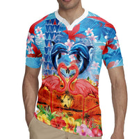 Hawaiian Love-Couple Dolphins and Flamingos Rugby Jersey LT03 - Polynesian Pride