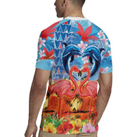 Hawaiian Love-Couple Dolphins and Flamingos Rugby Jersey LT03 - Polynesian Pride