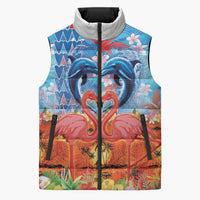 Hawaiian Love-Couple Dolphins and Flamingos Sleeveless Puffer Jacket LT03 Unisex Multicolor - Polynesian Pride