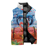 Hawaiian Love-Couple Dolphins and Flamingos Sleeveless Puffer Jacket LT03 - Polynesian Pride