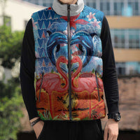 Hawaiian Love-Couple Dolphins and Flamingos Sleeveless Puffer Jacket LT03 - Polynesian Pride