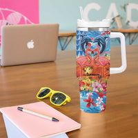 Hawaiian Love-Couple Dolphins and Flamingos Tumbler With Handle LT03 - Polynesian Pride