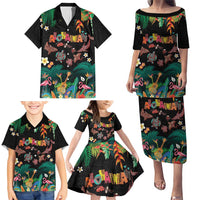 Hawaiian Alohawaii Family Matching Puletasi and Hawaiian Shirt Tribal Sea Animals Tattoo and Tropical Plants - Polynesian Pride