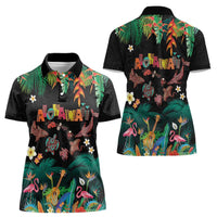 Hawaiian Alohawaii Women Polo Shirt Tribal Sea Animals Tattoo and Tropical Plants - Polynesian Pride