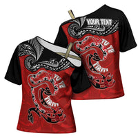 Personalised Aotearoa Toitu Te Tiriti Cross Shoulder Shirt Taniwha Tribal Motifs