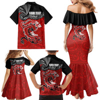 Personalised Aotearoa Toitu Te Tiriti Family Matching Mermaid Dress and Hawaiian Shirt Taniwha Tribal Motifs