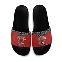 Aotearoa Toitu Te Tiriti Slide Sandals Taniwha Tribal Motifs