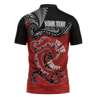Personalised Aotearoa Toitu Te Tiriti Zipper Polo Shirt Taniwha Tribal Motifs