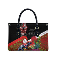 Aotearoa Toitu Te Tiriti Leather Bag Waitangi-Honour The Treaty NZ Tuatara and Plants