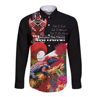 Aotearoa Toitu Te Tiriti Long Sleeve Button Shirt Waitangi-Honour The Treaty NZ Tuatara and Plants