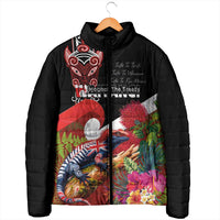 Aotearoa Toitu Te Tiriti Padded Jacket Waitangi-Honour The Treaty NZ Tuatara and Plants