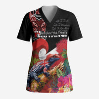Aotearoa Toitu Te Tiriti Scrub Top Waitangi-Honour The Treaty NZ Tuatara and Plants
