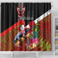 Aotearoa Toitu Te Tiriti Shower Curtain Waitangi-Honour The Treaty NZ Tuatara and Plants