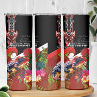 Aotearoa Toitu Te Tiriti Skinny Tumbler Waitangi-Honour The Treaty NZ Tuatara and Plants