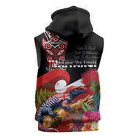 Aotearoa Toitu Te Tiriti Sleeveless Hoodie Waitangi-Honour The Treaty NZ Tuatara and Plants