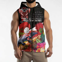 Aotearoa Toitu Te Tiriti Sleeveless Zip Hoodie Waitangi-Honour The Treaty NZ Tuatara and Plants