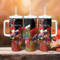 Aotearoa Toitu Te Tiriti Tumbler With Handle Waitangi-Honour The Treaty NZ Tuatara and Plants