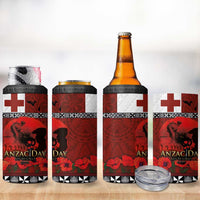 Tonga ANZAC Day 4 in 1 Can Cooler Tumbler Gallipoli Lest We Forget-Ngatu Art Tribal