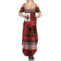 Tonga ANZAC Day Family Matching Summer Maxi Dress and Hawaiian Shirt Gallipoli Lest We Forget Ngatu Art Tribal
