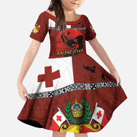 Tonga ANZAC Day Family Matching Tank Maxi Dress and Hawaiian Shirt Gallipoli Lest We Forget Ngatu Art Tribal