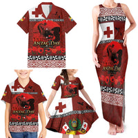 Tonga ANZAC Day Family Matching Tank Maxi Dress and Hawaiian Shirt Gallipoli Lest We Forget Ngatu Art Tribal