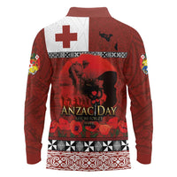 Tonga ANZAC Day Long Sleeve Polo Shirt Gallipoli Lest We Forget Ngatu Art Tribal LT03 - Polynesian Pride