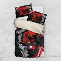 Tonga and New Zealand ANZAC Day Bedding Set Gallipoli Lest We Forget Ngatu Art Tribal and Maori Tattoo with Fern LT03