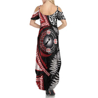 Tonga and New Zealand Together Family Matching Summer Maxi Dress and Hawaiian Shirt Ngatu Art Tribal Maori Tattoo and Silver Fern