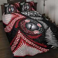 Tonga and New Zealand Together Quilt Bed Set Ngatu Art Tribal Maori Tattoo and Silver Fern