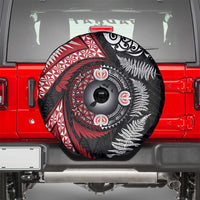 Tonga and New Zealand Together Spare Tire Cover Ngatu Art Tribal Maori Tattoo and Silver Fern